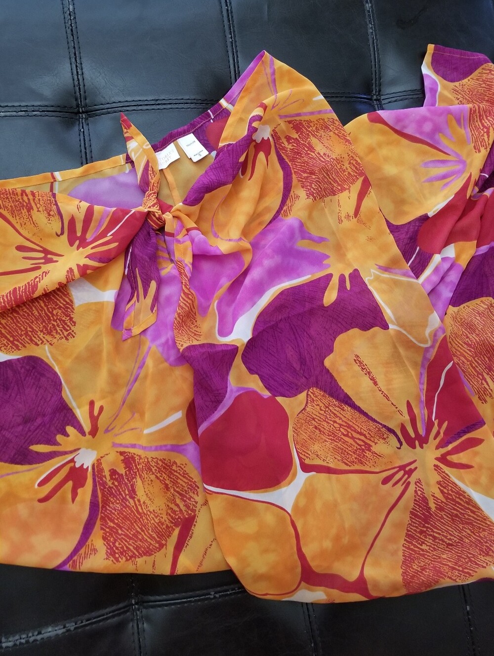 ❗Vintage Victoria's Secret Tropical Floral Orange Fuchsia Swim Cover Up Pants S❗ - Picture 3 of 6